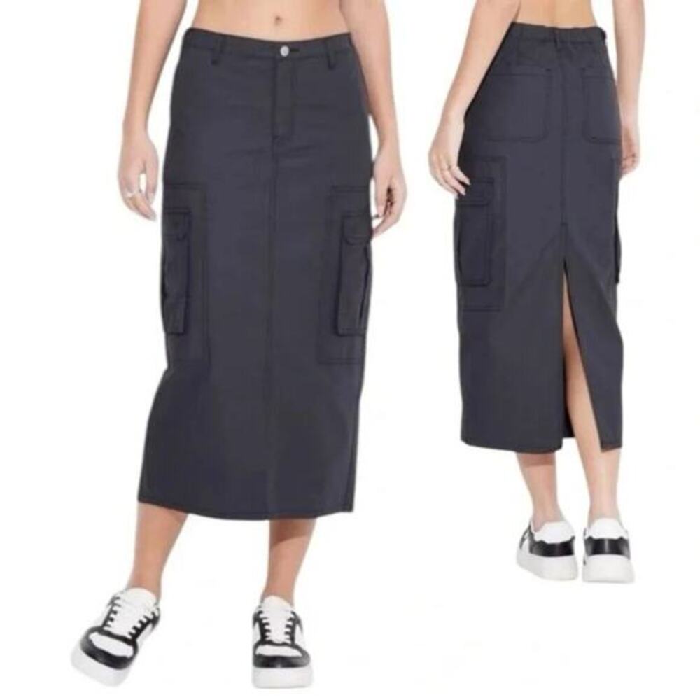Wild Fable Women's Midi Length Cargo Maxi Skirt Black‎ Size S